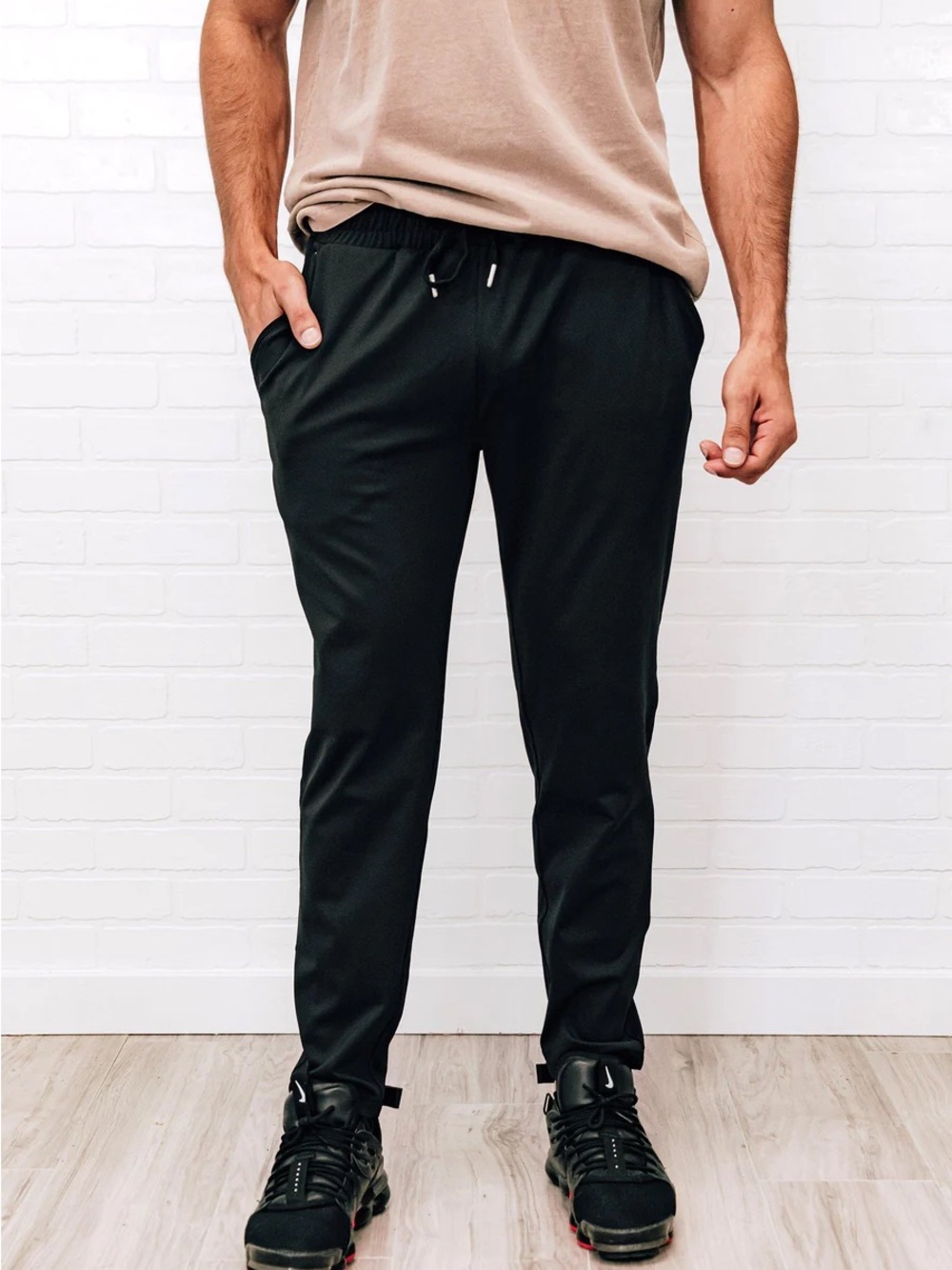 Mono B Black Men's Jogger Pants with Drawstring